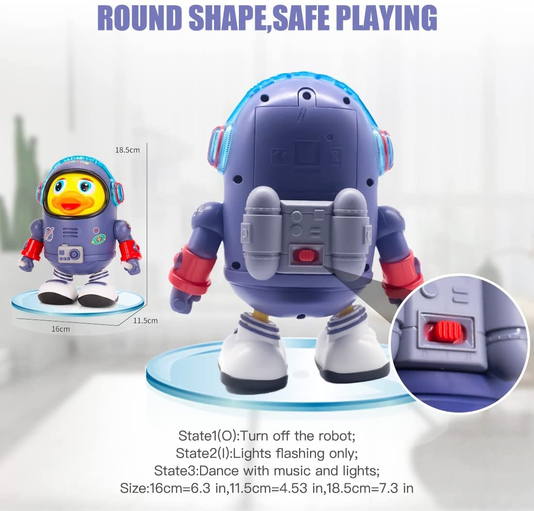 Dancing Space Duck Toy Battery Operated Toy Figure with Lights and Sounds, Space Elements Designed,Dancing Robot for Infants,Babies,Kids