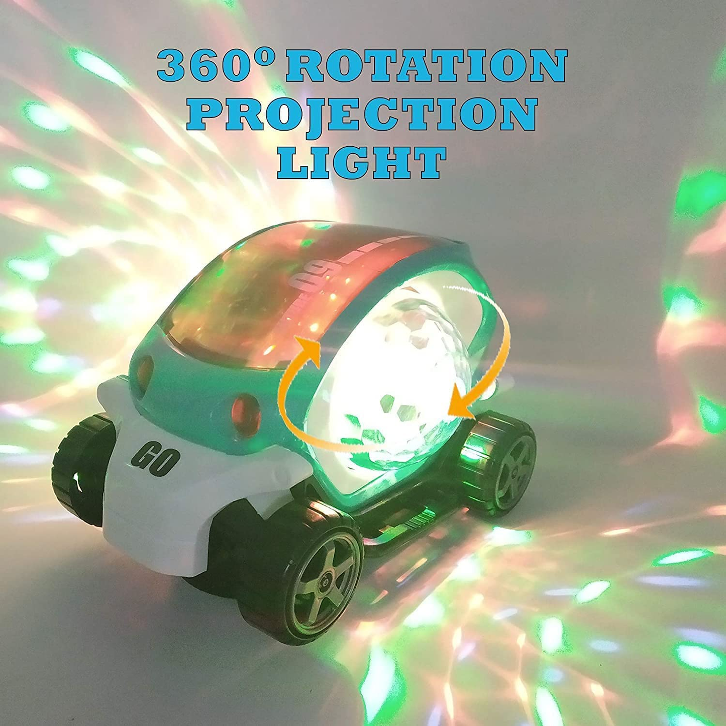 Stunt Car 360 Degree Rotating Stunt Car Bump and Go Toy with 4D Lights & Sounds Musical Car Battery Operated Toy for Kids - Assorted
