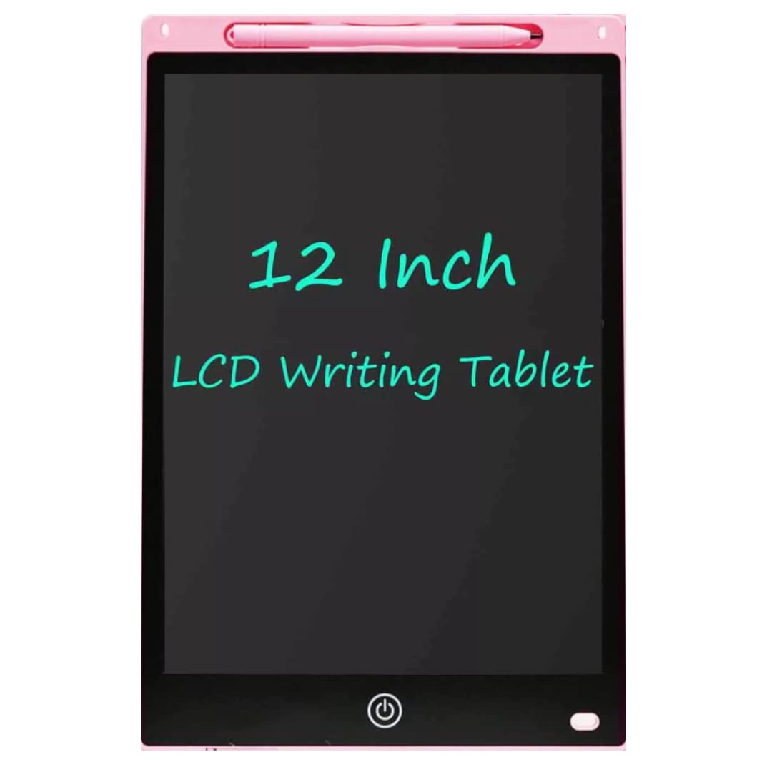 Adofi LCD Writing Tablet Screenwriting Toys Board Smart Digital E-Note Pad 12 Inch Light Weight Magic Slate for Drawing Playing Noting by Kids and Adults Best Birthday Gift Girls Boys (Pink)