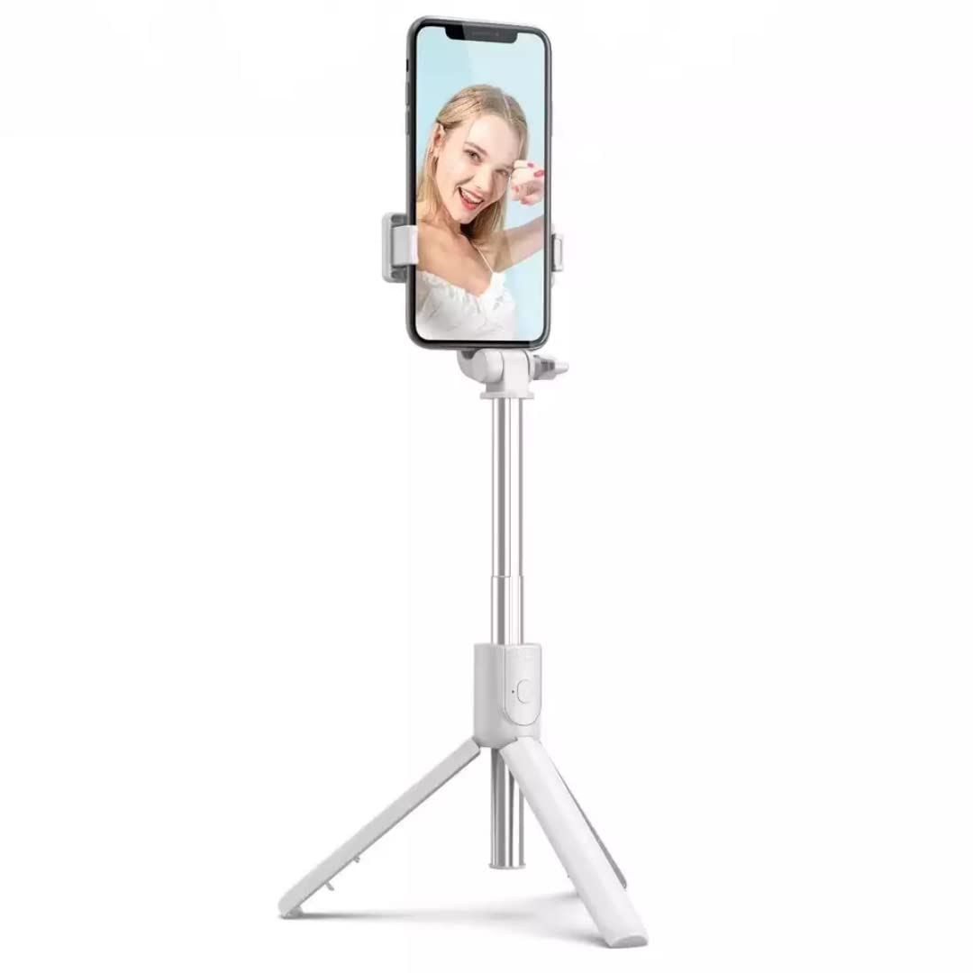 Dekoq Bluetooth Selfie Stick Tripod, Extendable 3 in 1 Aluminum Selfie Stick with Wireless Remote & Tripod Stand 270 Rotation, Lightweight All in One Extendable Selfie Sticks (White)
