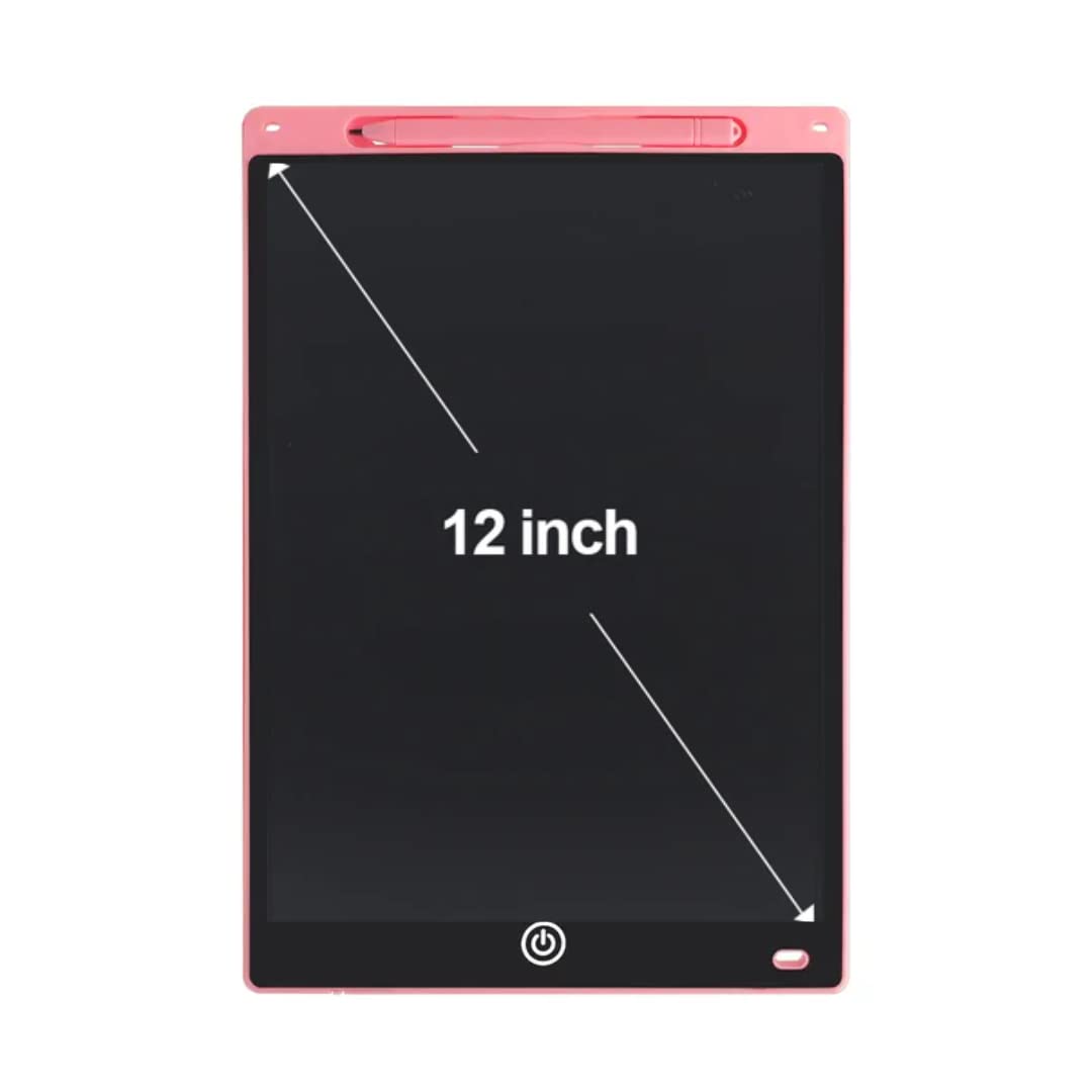 Adofi LCD Writing Tablet Screenwriting Toys Board Smart Digital E-Note Pad 12 Inch Light Weight Magic Slate for Drawing Playing Noting by Kids and Adults Best Birthday Gift Girls Boys (Pink)
