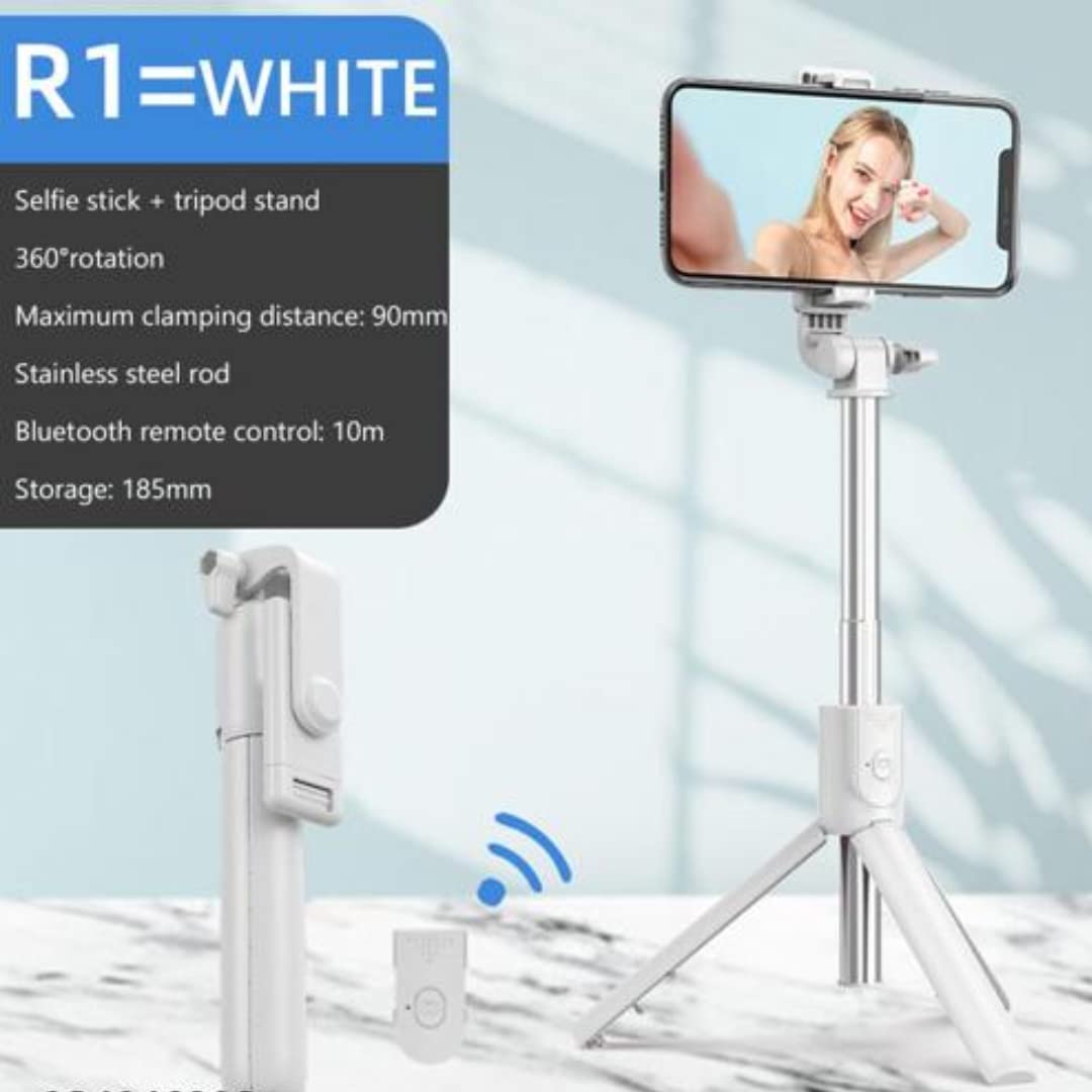 Dekoq Bluetooth Selfie Stick Tripod, Extendable 3 in 1 Aluminum Selfie Stick with Wireless Remote & Tripod Stand 270 Rotation, Lightweight All in One Extendable Selfie Sticks (White)