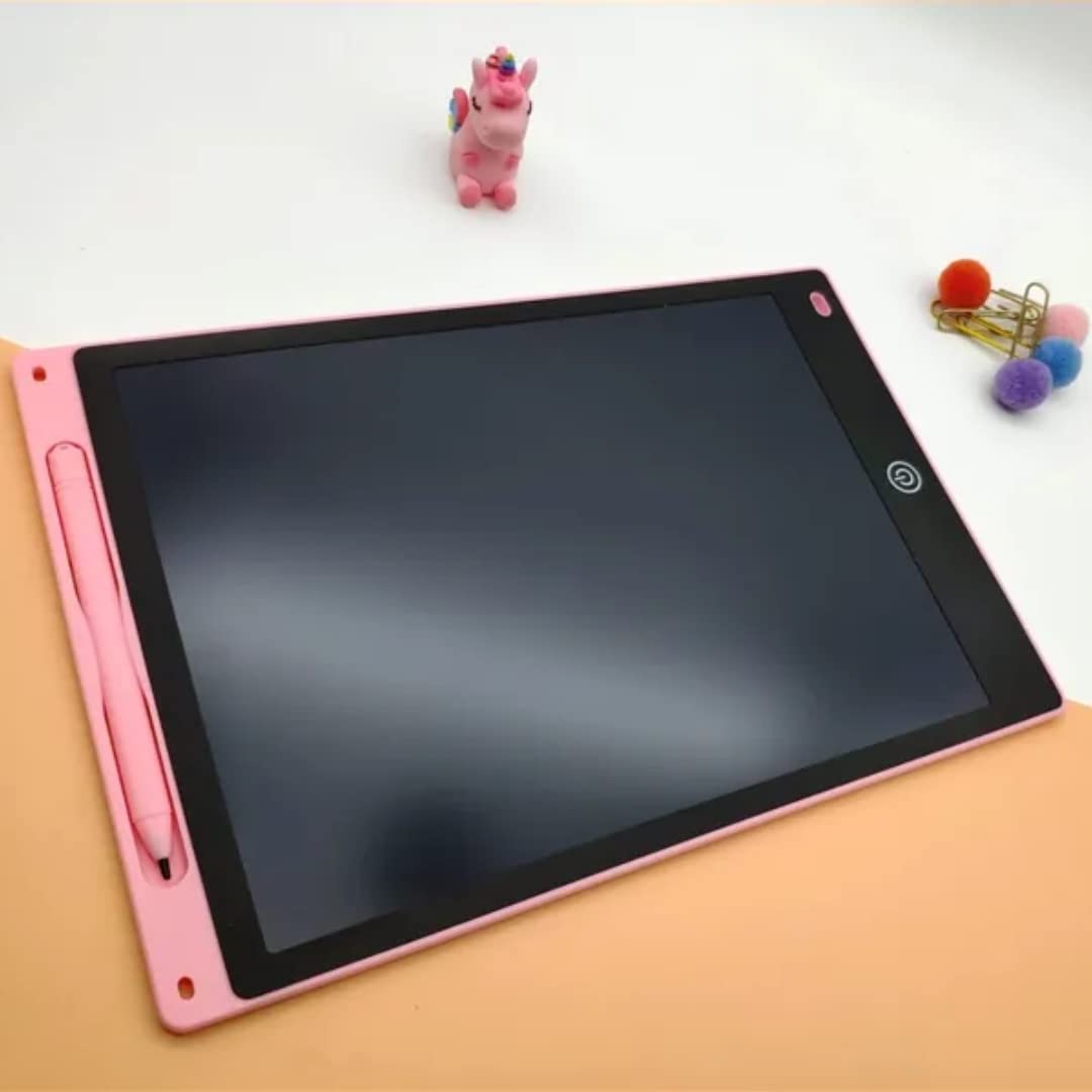 Adofi LCD Writing Tablet Screenwriting Toys Board Smart Digital E-Note Pad 12 Inch Light Weight Magic Slate for Drawing Playing Noting by Kids and Adults Best Birthday Gift Girls Boys (Pink)