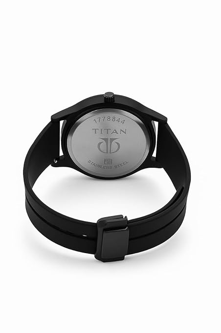 Analog Watch, Black Dial, Silicone Strap, Titan Quartz Analog Black Dial Watch for Men