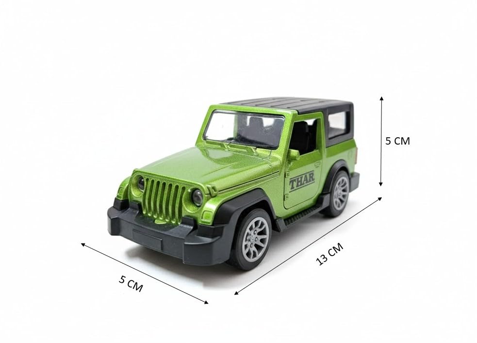 Adofi 1:36 Scale DieCast Metal Pull-Back Action Openable Doors 4x4 Thar/Jeep Premium Car Toy with Lights and Music for Kids Realistic Miniature Model Gift 2+yrs Girls Boys