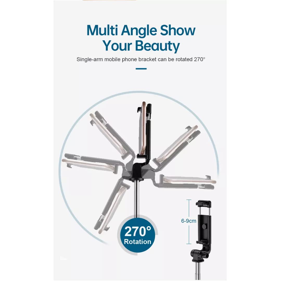 Dekoq Bluetooth Selfie Stick Tripod, Extendable 3 in 1 Aluminum Selfie Stick with Wireless Remote & Tripod Stand 270 Rotation, Lightweight All in One Extendable Selfie Sticks (White)