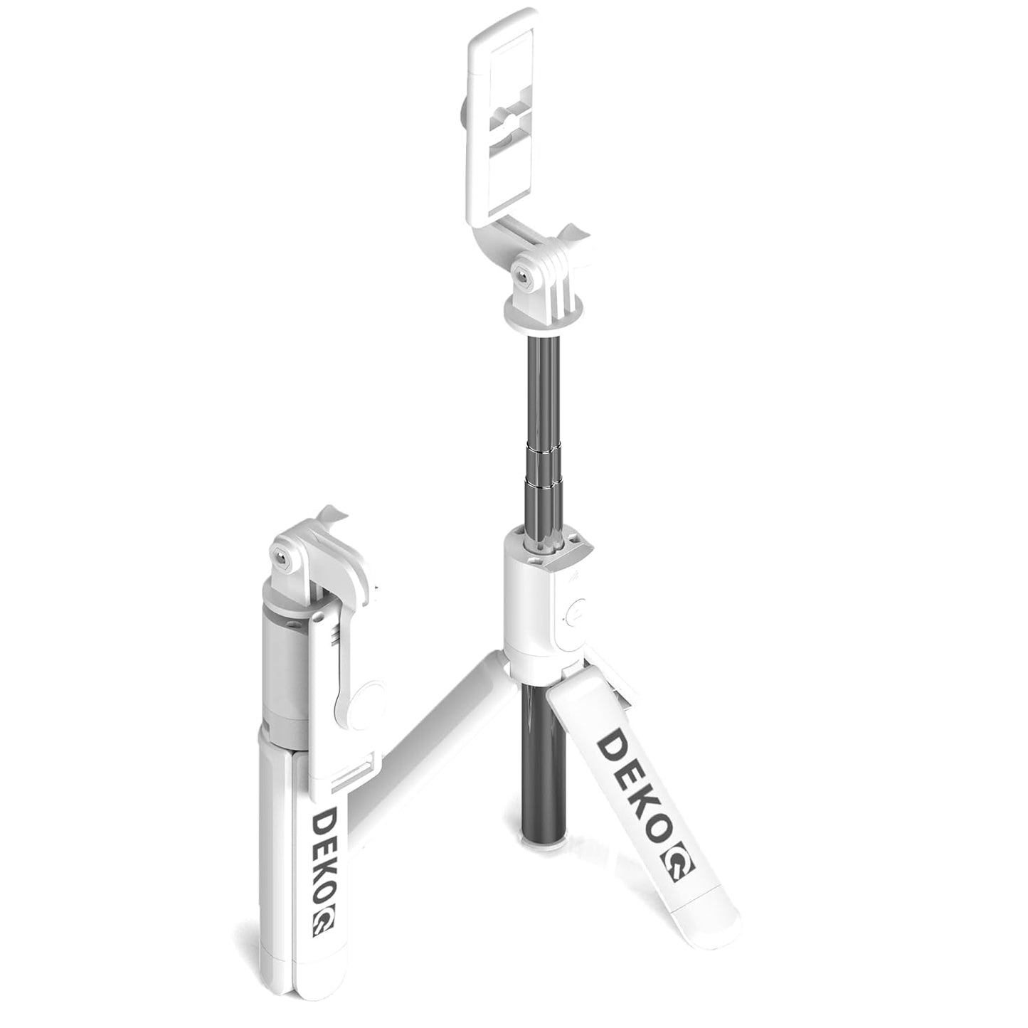 Dekoq Tripod, Extendable 3 in 1 Stainless Steel Bluetooth with Wireless Remote, for Mobile Phone/GoPro/Camera (White)