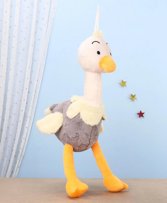 Flinge Plush Duck Stuffed Animal Toy, 40 cm, Grey and White, Long Neck Design with Orange Feet