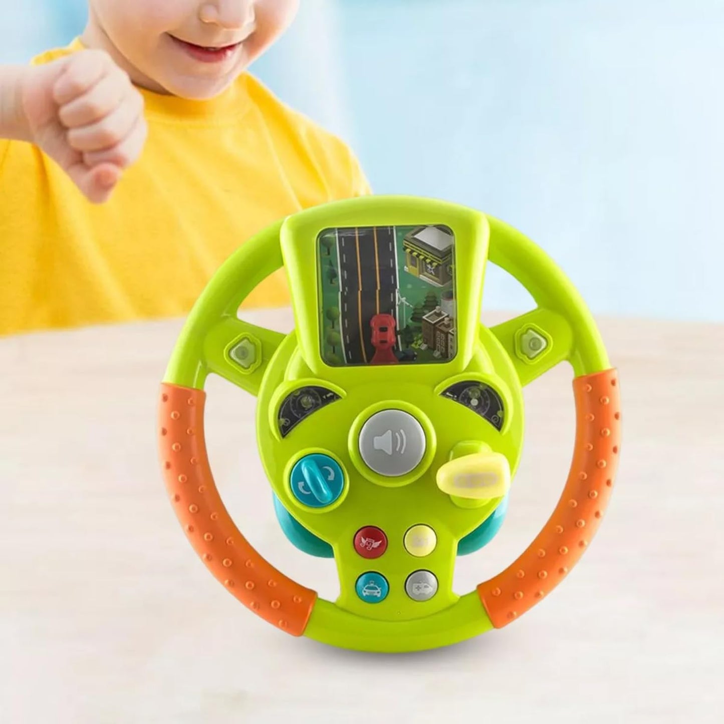 Steering Wheel Toy for Kids Simulation Driving Car Toy with Light & Sound Mode Experience The Fun of Driving Car Toys - Automatic Steering Wheel