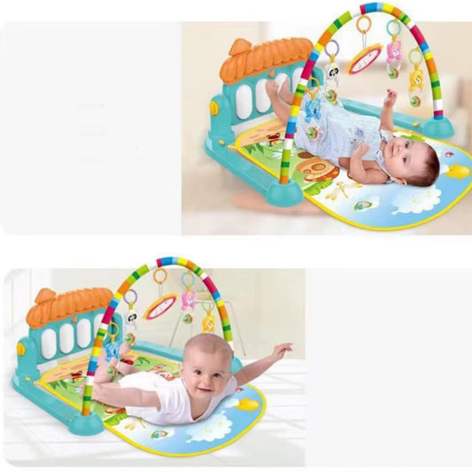 Adofi Kick and Play Musical Keyboard Baby Gym Mat with Lights, Rattles, and Piano Multi-Function Fitness Rack for Infants, Boys and Girls, Perfect Developmental Play Mat Gift