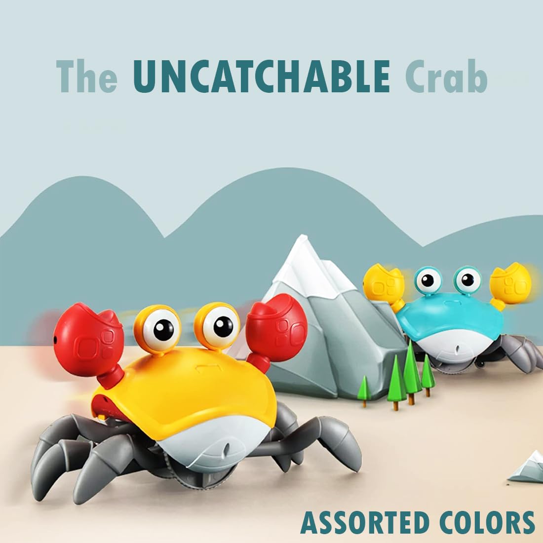 Crawling Crab Baby Musical Toy for Kids Toddlers Infant Tummy Time Interactive Moving Toys for Babies 6-12 Months Electric Sensor Dancing Walking Crab Toy Gift for Kids 1 2 3 Year Rechargeable