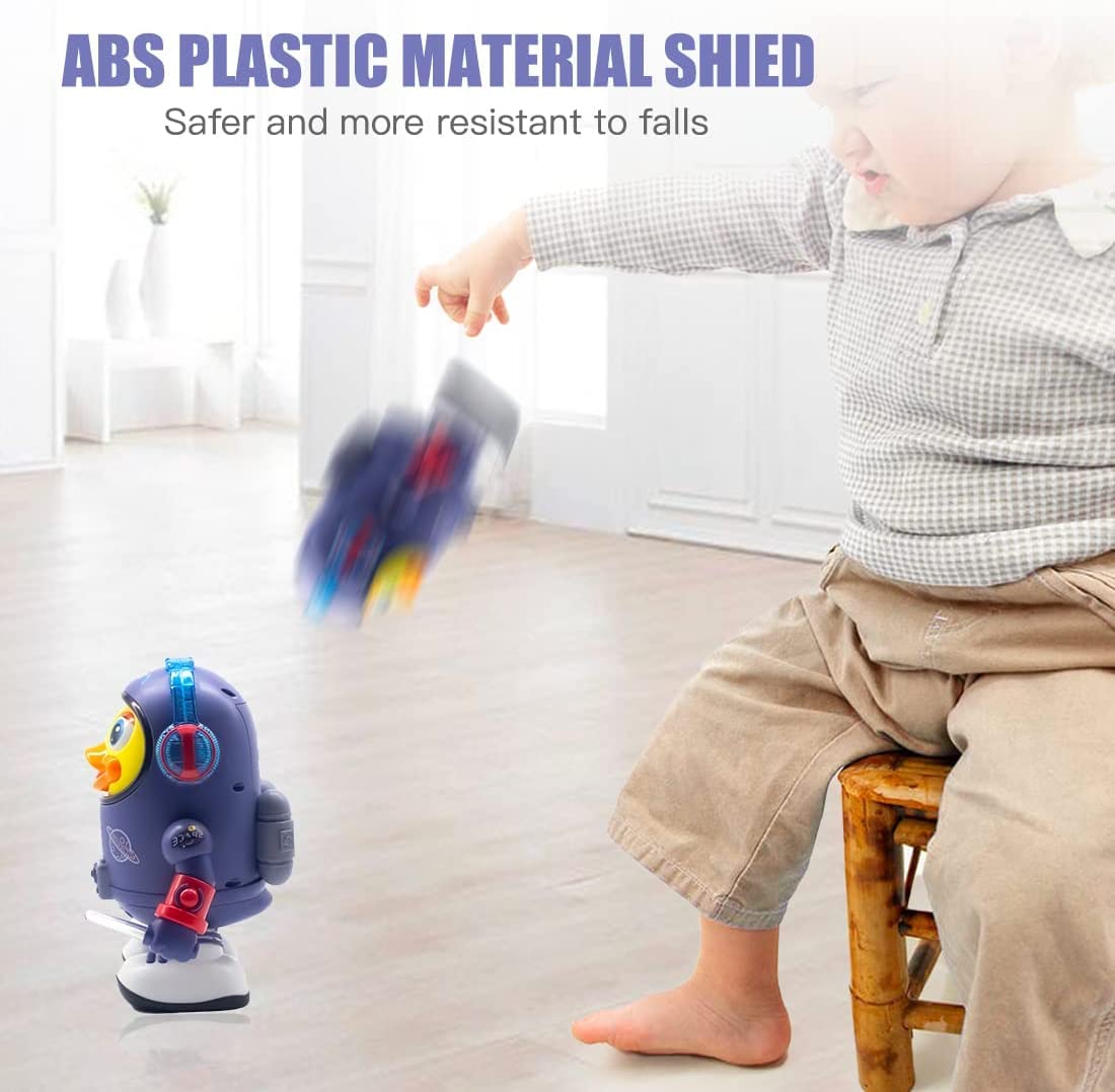 Dancing Space Duck Toy Battery Operated Toy Figure with Lights and Sounds, Space Elements Designed,Dancing Robot for Infants,Babies,Kids
