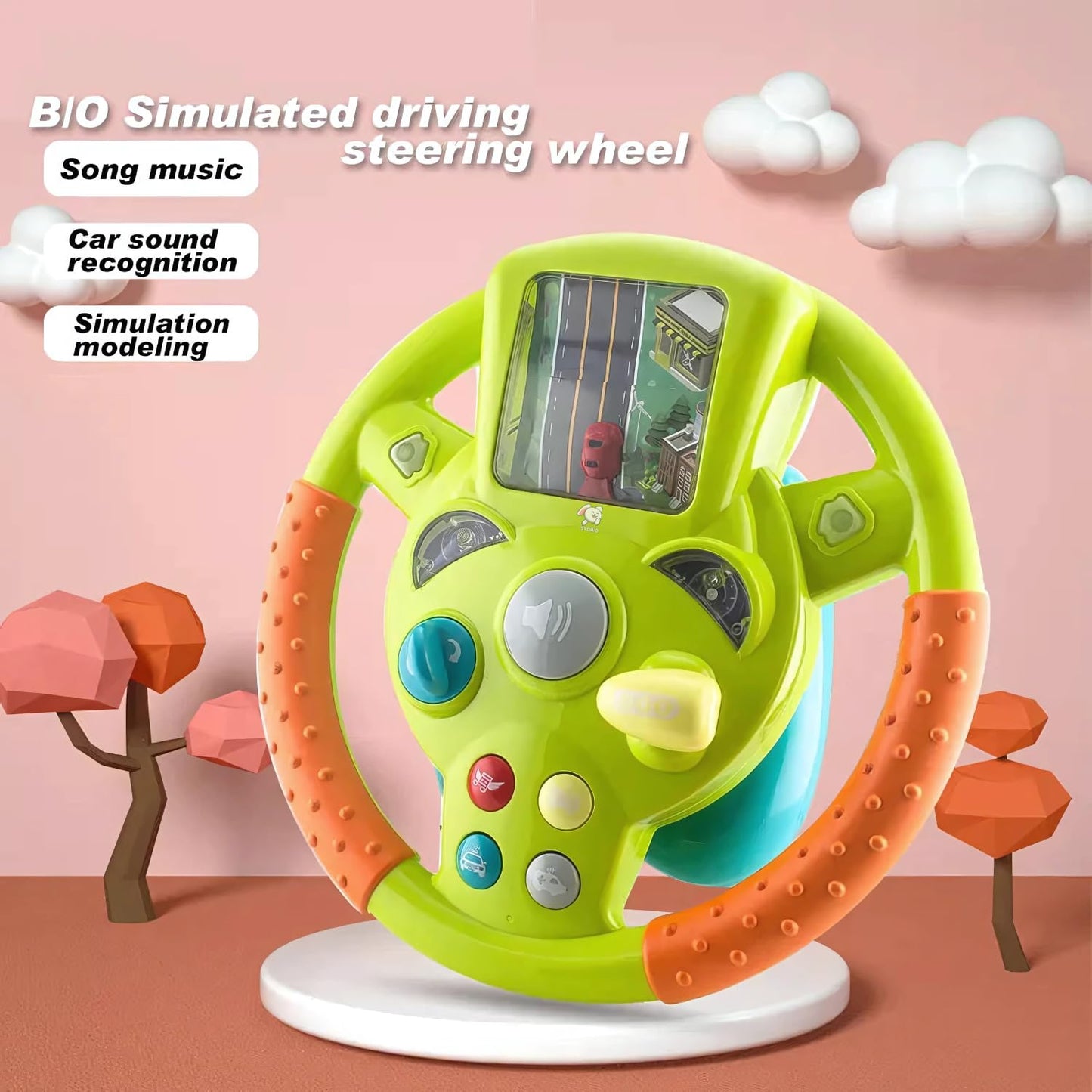 Steering Wheel Toy for Kids Simulation Driving Car Toy with Light & Sound Mode Experience The Fun of Driving Car Toys - Automatic Steering Wheel