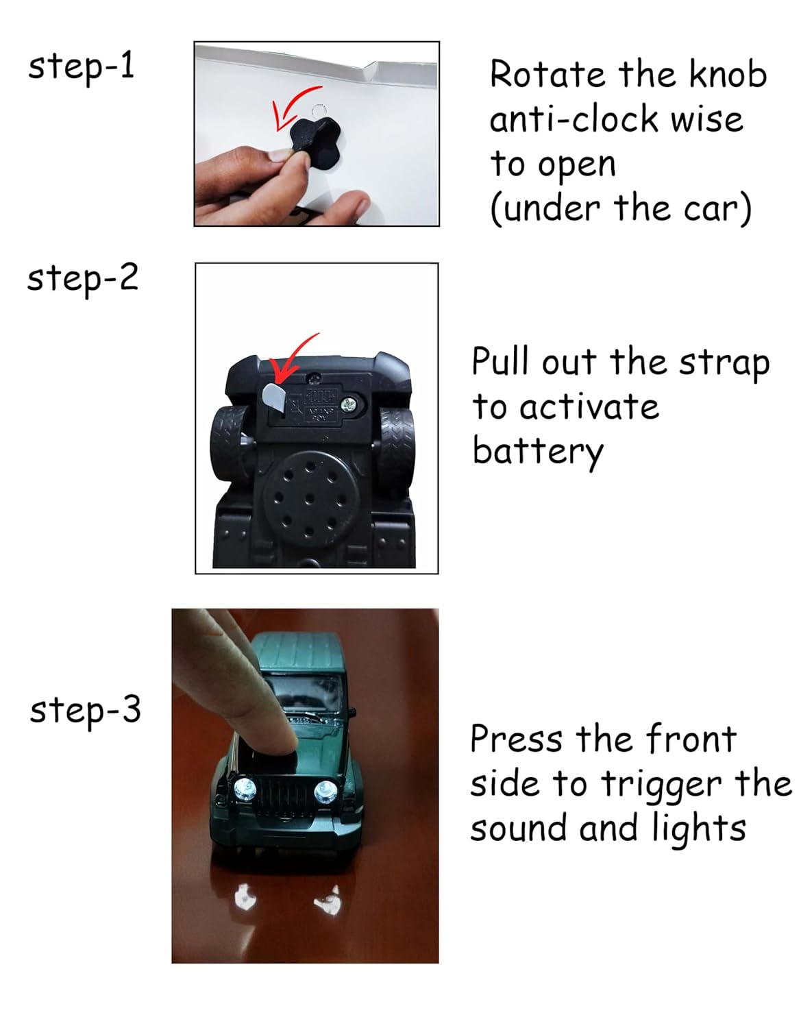 Adofi 1:36 Scale DieCast Metal Pull-Back Action Openable Doors 4x4 Thar/Jeep Premium Car Toy with Lights and Music for Kids Realistic Miniature Model Gift 2+yrs Girls Boys