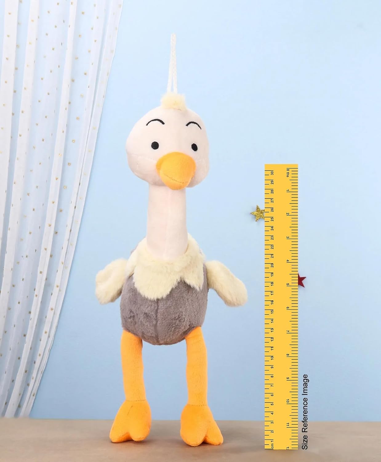 Flinge Plush Duck Stuffed Animal Toy, 40 cm, Grey and White, Long Neck Design with Orange Feet