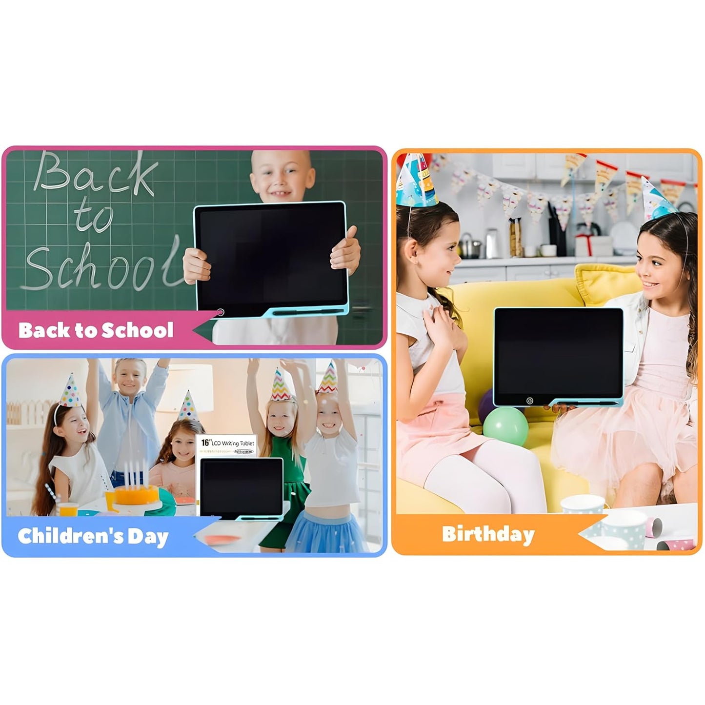 Dekoq Magic Slate 16-inch LCD Writing Tablet with Stylus Pen, for Drawing, Playing, Noting by Kids & Adults (Rechargeable LCD Writing Tablet) (Blue)
