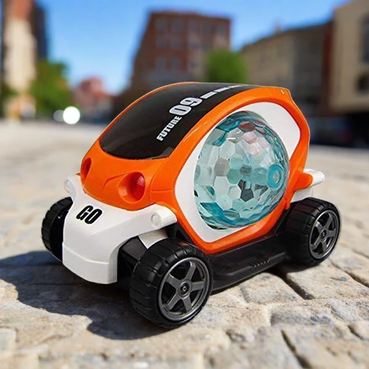 Stunt Car 360 Degree Rotating Stunt Car Bump and Go Toy with 4D Lights & Sounds Musical Car Battery Operated Toy for Kids - Assorted