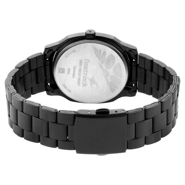 Quartz Analog Black Dial Metal Strap Watch for Boys