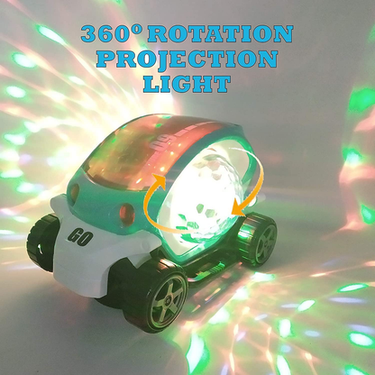 Stunt Car 360 Degree Rotating Stunt Car Bump and Go Toy with 4D Lights & Sounds Musical Car Battery Operated Toy for Kids - Assorted