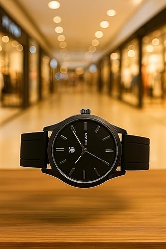 Men's Black Analog Watch, Black Band, Round Dial Wrist Watch for Men