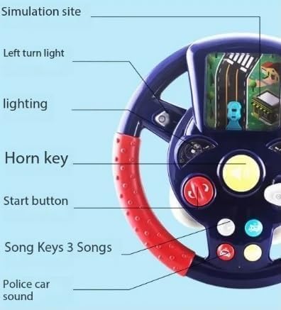 Steering Wheel Toy for Kids Simulation Driving Car Toy with Light & Sound Mode Experience The Fun of Driving Car Toys - Automatic Steering Wheel