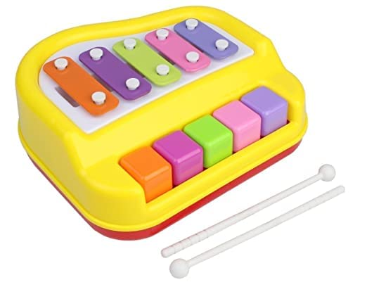 2-in-1 Piano Xylophone for Kids | Multicolor 5 Key Musical Toy with Mallets | Educational Instrument Toy Set for Toddlers, Boys & Girls | Early Learning Sound & Music Playset