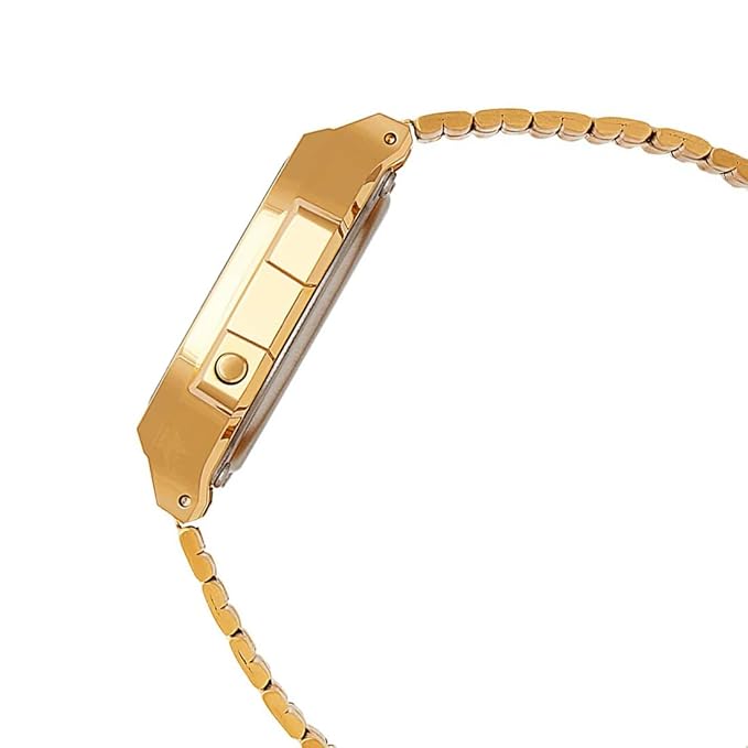 Unisex Vintage A168WA-1WDF gold Digital Dial Silver Stainless Steel Band D131