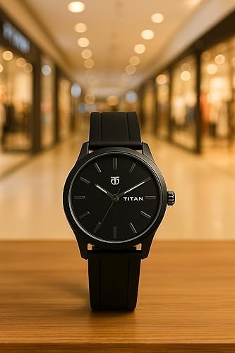 Men's Black Analog Watch, Black Band, Round Dial Wrist Watch for Men