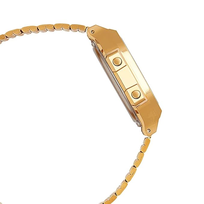 Unisex Vintage A168WA-1WDF gold Digital Dial Silver Stainless Steel Band D131