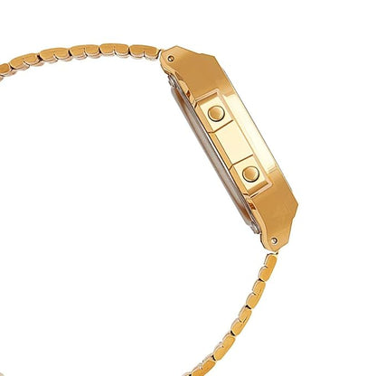 Unisex Vintage A168WA-1WDF gold Digital Dial Silver Stainless Steel Band D131