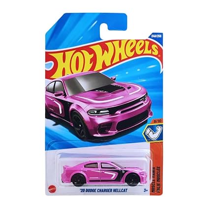 Hot Wheels 2025 20 Dodge Charger Hellcat Muscle Mania Ages 3 and Up 240/250 (Pink)