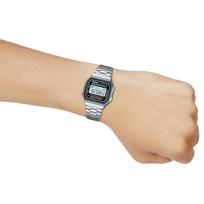 Unisex Vintage A168WA-1WDF Black Digital Dial Silver Stainless Steel Band D131