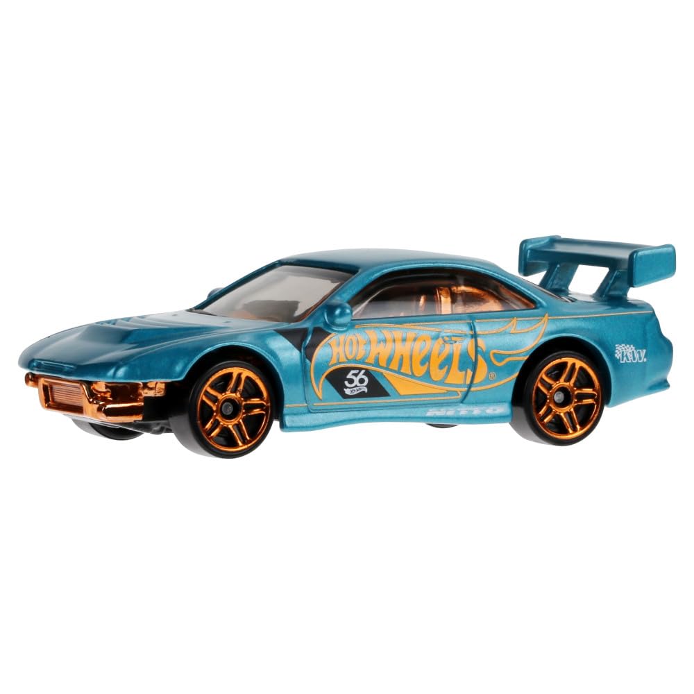 Hot Wheels 1:64 Scale Die-Cast Vehicle Nissan Silvia (S14) - Drift with Turquoise- & Copper-Colored Deco to Celebrate HW 56th Anniversary
