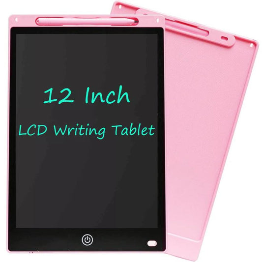 Adofi LCD Writing Tablet Screenwriting Toys Board Smart Digital E-Note Pad 12 Inch Light Weight Magic Slate for Drawing Playing Noting by Kids and Adults Best Birthday Gift Girls Boys (Pink)