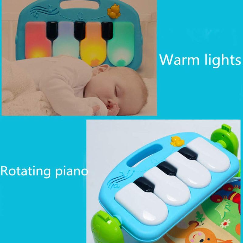Adofi Kick and Play Musical Keyboard Baby Gym Mat with Lights, Rattles, and Piano Multi-Function Fitness Rack for Infants, Boys and Girls, Perfect Developmental Play Mat Gift
