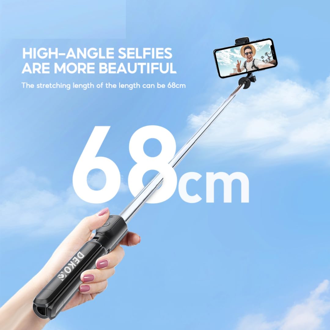 Dekoq 3 in 1 Extendable Selfie Stick Tripod - Stainless Steel with Wireless Remote for Mobile Phone/GoPro/Camera (Black)
