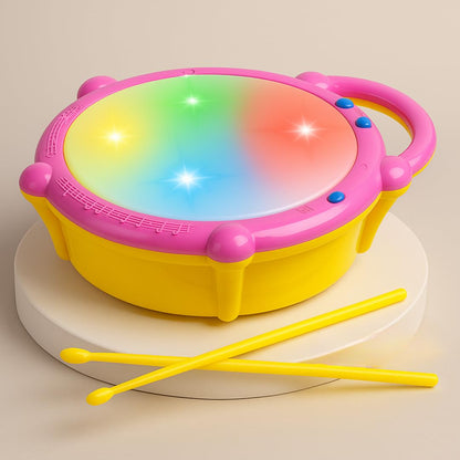 Flash Drum Toy for Kids with 2 Mallets | Battery Operated Musical Learning with 3D Lights & Sounds | Educational Toy for 2-6 Year Old Boys & Girls | Multicolor Toddler Drum Set