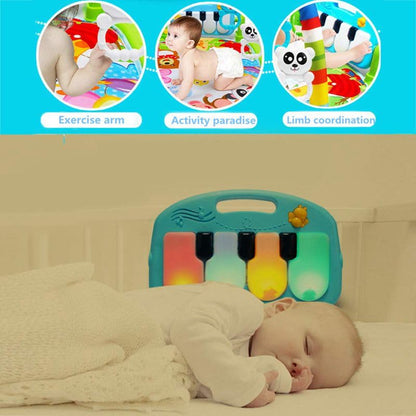 Adofi Kick and Play Musical Keyboard Baby Gym Mat with Lights, Rattles, and Piano Multi-Function Fitness Rack for Infants, Boys and Girls, Perfect Developmental Play Mat Gift
