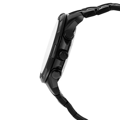 Edifice Round Shape Men - EX191 Helios Watch Store Standard Chronograph, Analogue watch with a black circular case