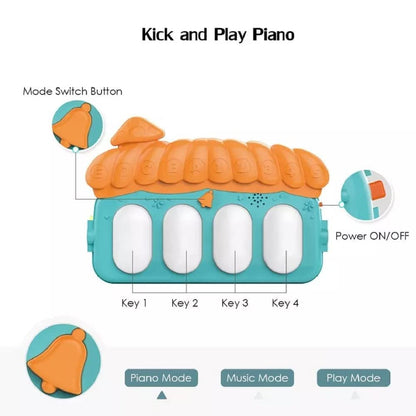 Adofi Kick and Play Musical Keyboard Baby Gym Mat with Lights, Rattles, and Piano Multi-Function Fitness Rack for Infants, Boys and Girls, Perfect Developmental Play Mat Gift