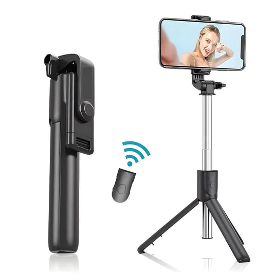 Dekoq Extendable Selfie Stick with Detachable Bluetooth Wireless Remote Phone Holder Compatible with All Smartphones Bluetooth Selfie Stick, 3 in 1 Multifunctional Selfie Stick Tripod Stand (Black)