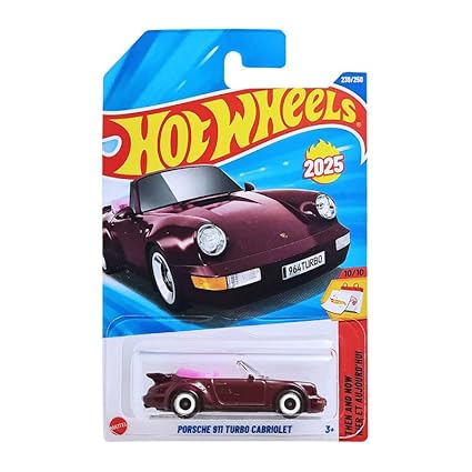 Hot Wheels 2025 Porsche 911 Torbo Cabriolet Then and Now Ages 3 and Up 239/250 (Wine)