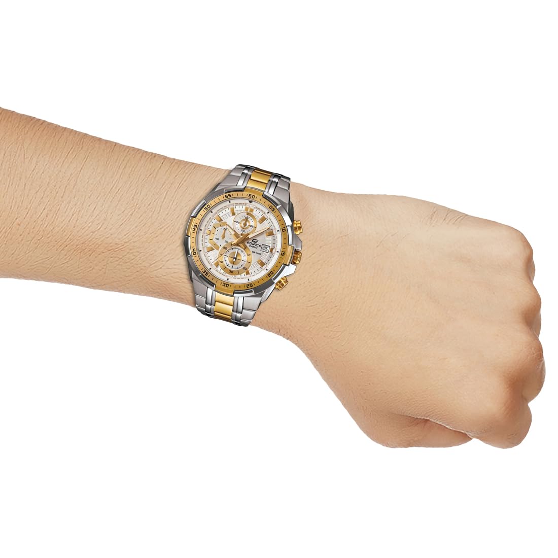 Casio EDifice EFR-539SG-7AVUDF White Analog Dial Dual Tone Stainless Steel Band Men's Watch Chronograph 100M Water Resistant EX189