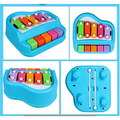 2-in-1 Piano Xylophone for Kids | Multicolor 5 Key Musical Toy with Mallets | Educational Instrument Toy Set for Toddlers, Boys & Girls | Early Learning Sound & Music Playset
