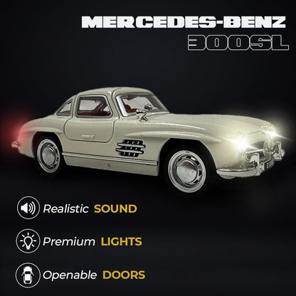 Adofi Wembley Metal Diecast Vintage Car| Mini Pull Back Toy Car with Lights & Sound| Premium Next-Level Toy with Openable Doors & More (Beige), 3+ Years