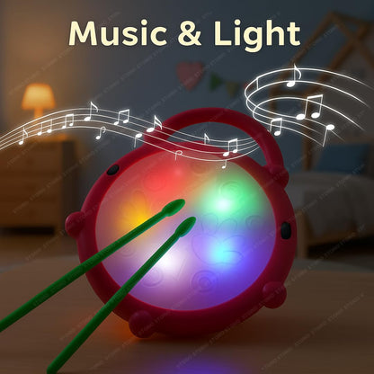 Flash Drum Toy for Kids with 2 Mallets | Battery Operated Musical Learning with 3D Lights & Sounds | Educational Toy for 2-6 Year Old Boys & Girls | Multicolor Toddler Drum Set