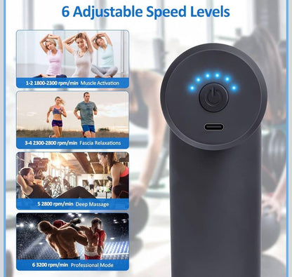 Ample wings Charge Go Massage Gun | Body Massager for Pain Relief | Massage Gun for Back Leg & Full Body | 4 Specialized Heads For Full Body Pain Relief