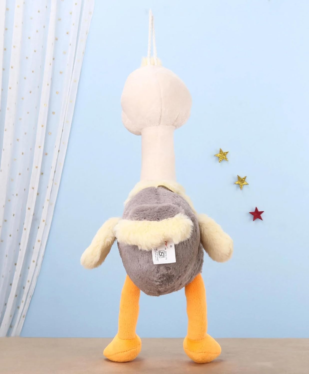 Flinge Plush Duck Stuffed Animal Toy, 40 cm, Grey and White, Long Neck Design with Orange Feet