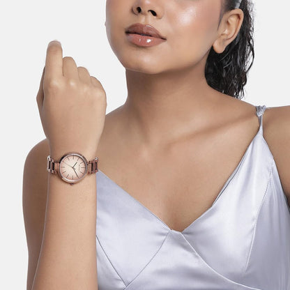 Stainless Steel Analog Brown Dial Women Casual Watch, Analog Silver Dial Women's Watch, Stainless Steel, Gold Strap