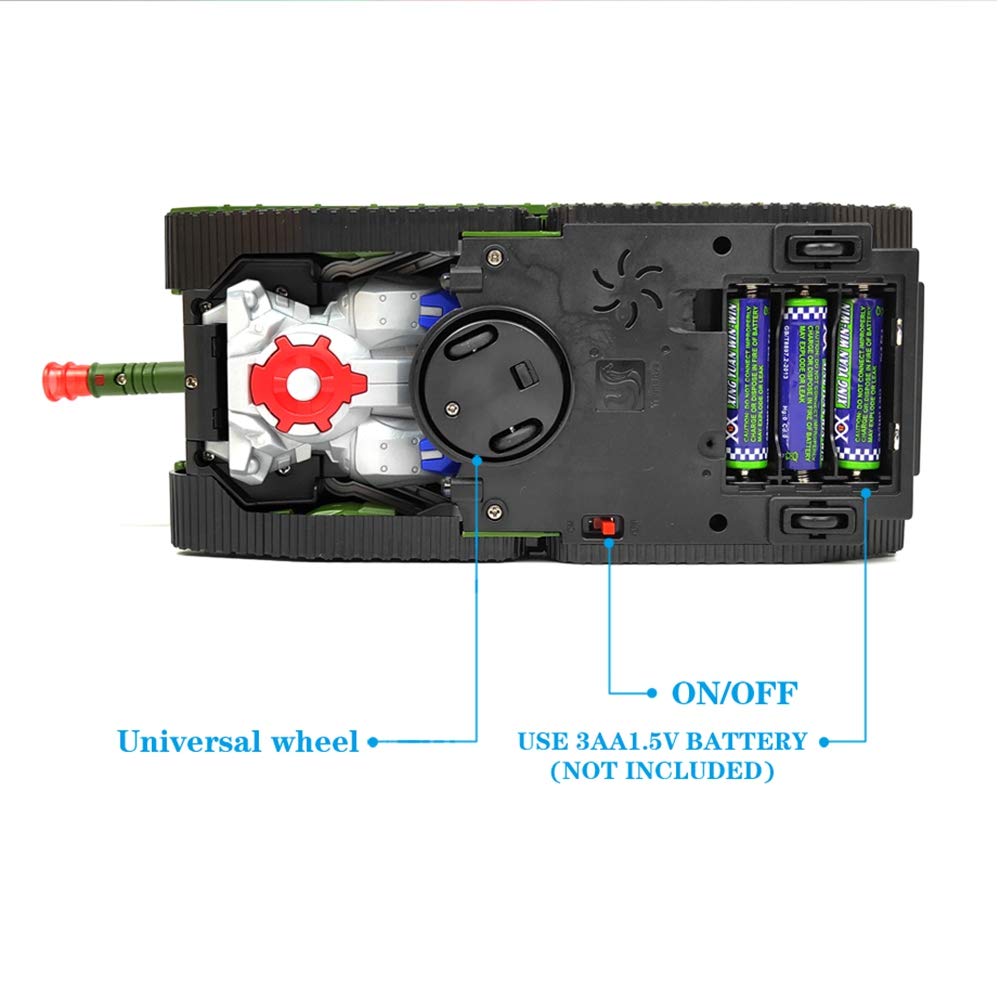 Kids Military Fighter Automatic Deformation Tank to Robot 2 in 1 Toy - 3D Lights and Music (Color and Design Asper Stock) (Tank)